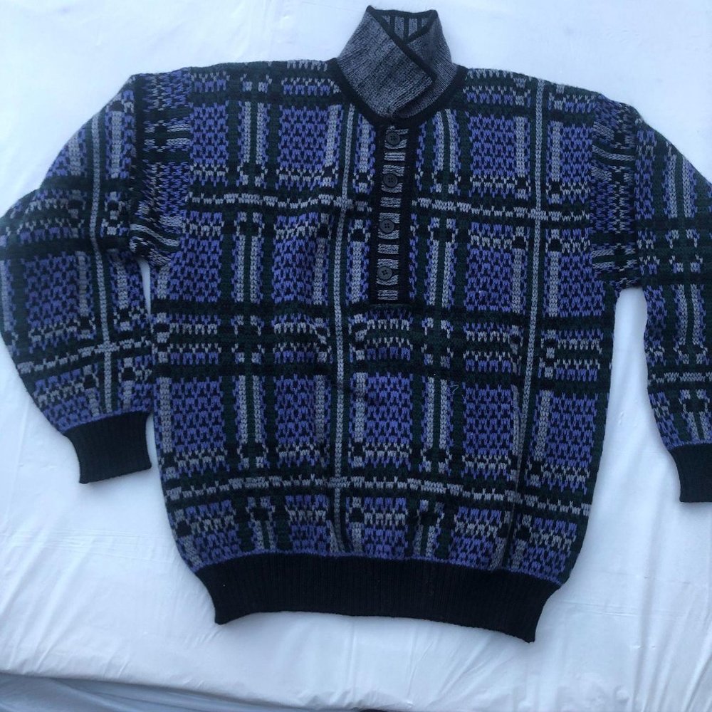 Bravo Made In Italy Sweater Men Button Up Medium No Size Tag